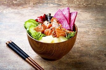 Hawaiian Food in a Bowl with Chopsticks